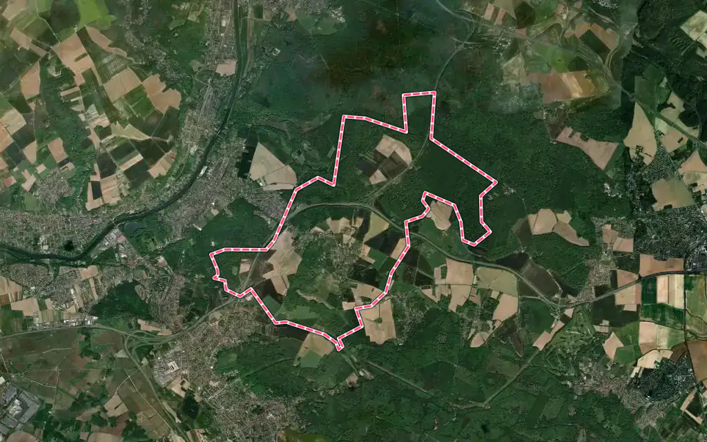 Vue satellite de Villiers-Adam avec ses contours administratifs