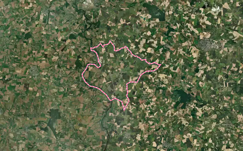 Vue satellite de Villiers-Charlemagne avec ses contours administratifs