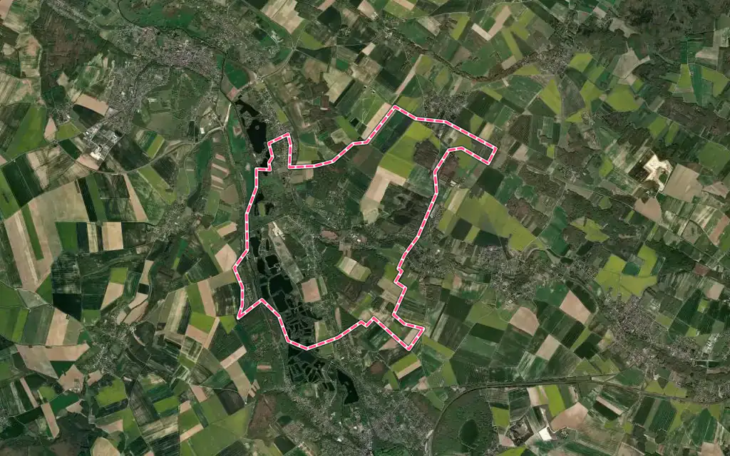 Vue satellite de Villiers-le-Morhier avec ses contours administratifs