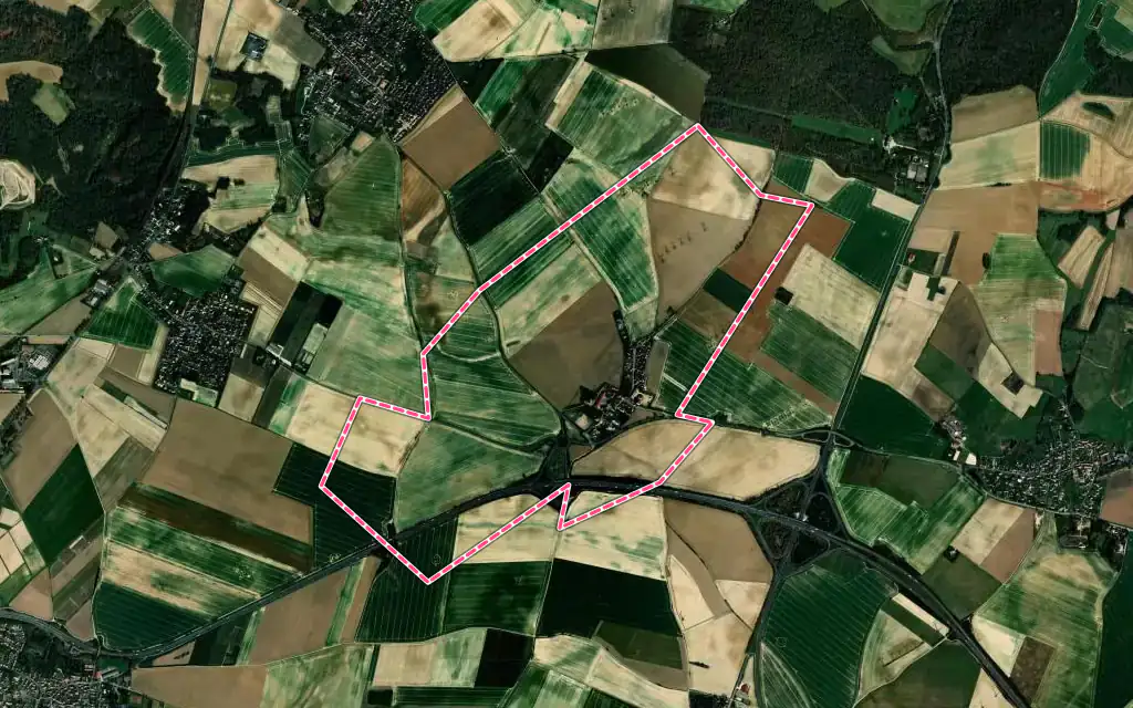 Vue satellite de Villiers-le-Sec avec ses contours administratifs