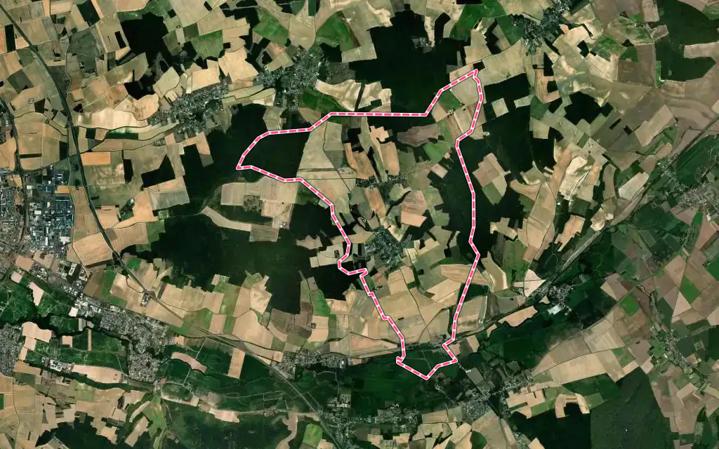 Vue satellite de Villiers-Louis avec ses contours administratifs