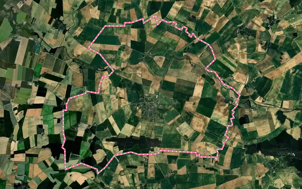 Vue satellite de Villiers-Saint-Georges avec ses contours administratifs