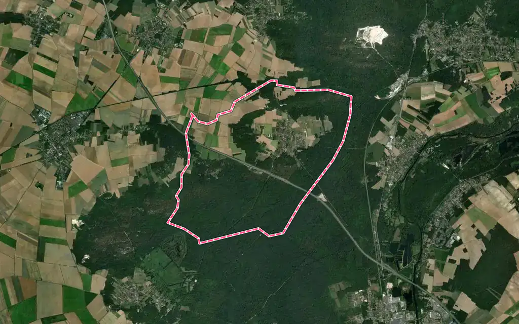 Vue satellite de Villiers-sous-Grez avec ses contours administratifs