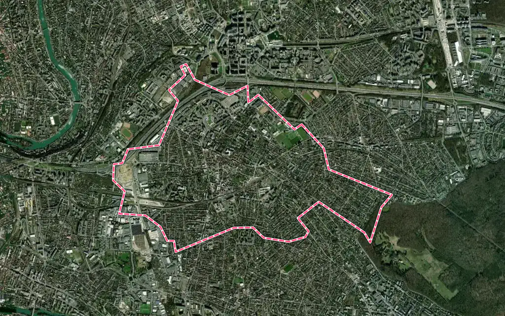 Vue satellite de Villiers-sur-Marne avec ses contours administratifs