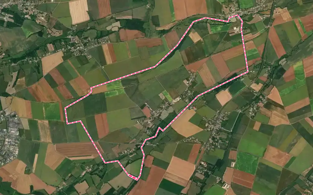 Vue satellite de Villy-lez-Falaise avec ses contours administratifs