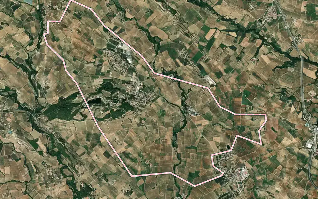 Vista satélite de Vilobí del Penedès con su contorno administrativo