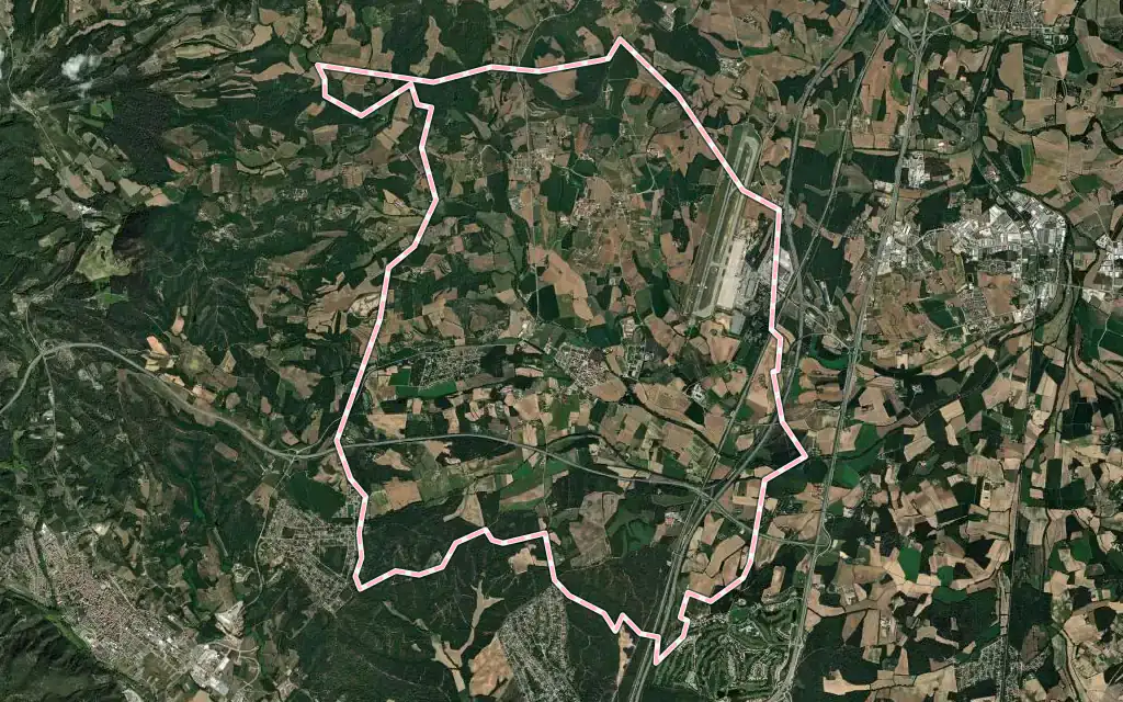 Vista satélite de Vilobí d'Onyar con su contorno administrativo