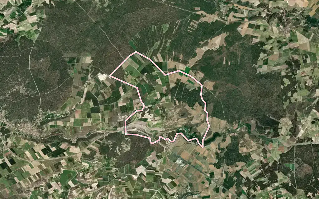 Vista satélite de Viloria con su contorno administrativo
