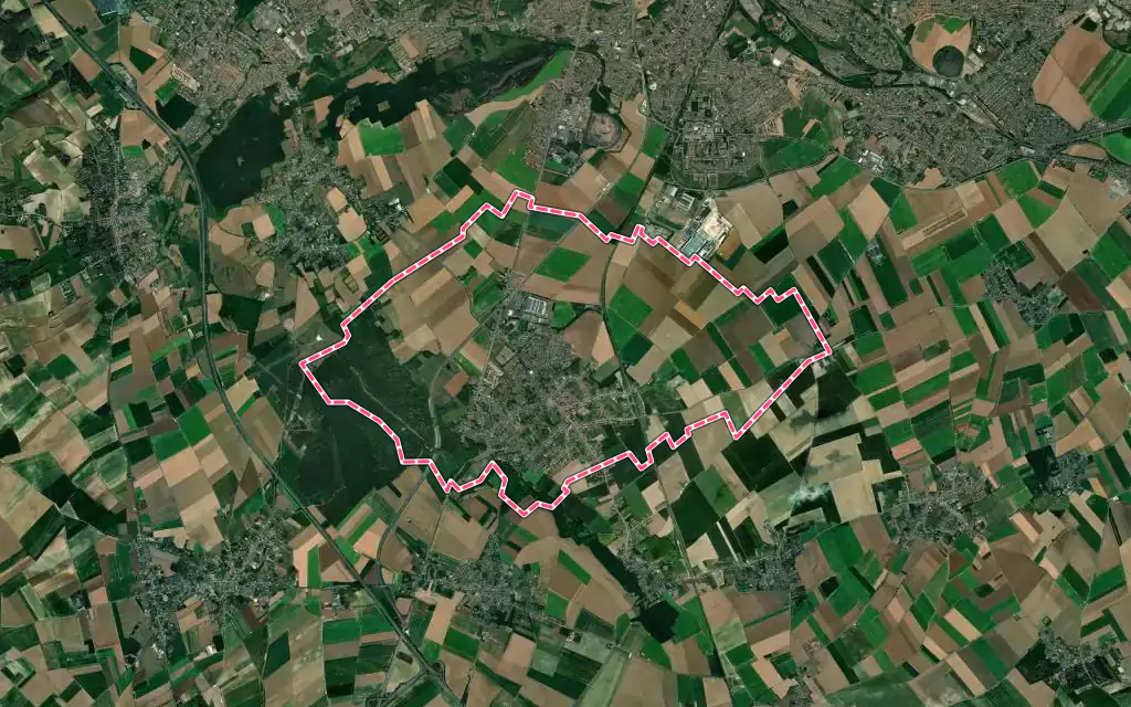 Vue satellite de Vimy avec ses contours administratifs