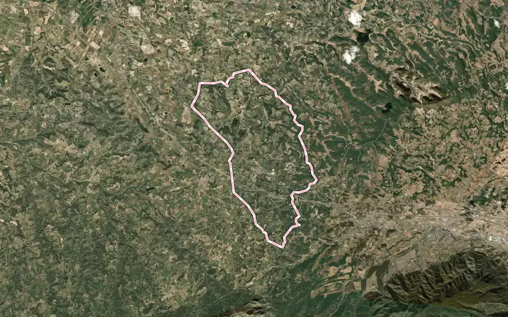 Vista satélite de Vinaixa con su contorno administrativo
