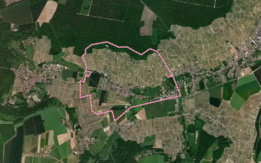 Vue satellite de Vinay avec ses contours administratifs