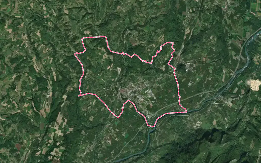 Vue satellite de Vinay avec ses contours administratifs