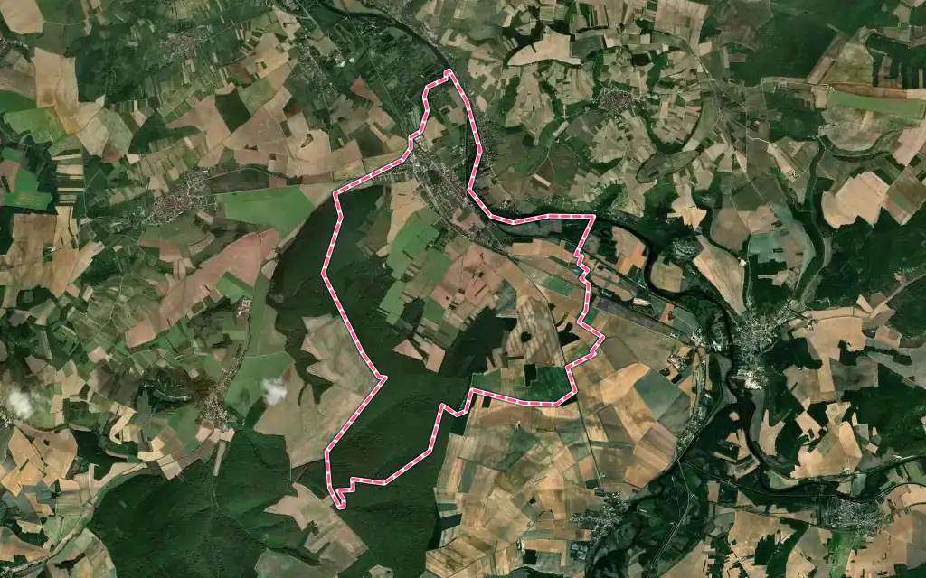 Vue satellite de Vincelles avec ses contours administratifs