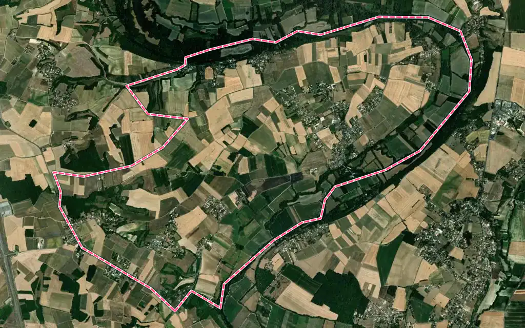 Vue satellite de Vindelle avec ses contours administratifs