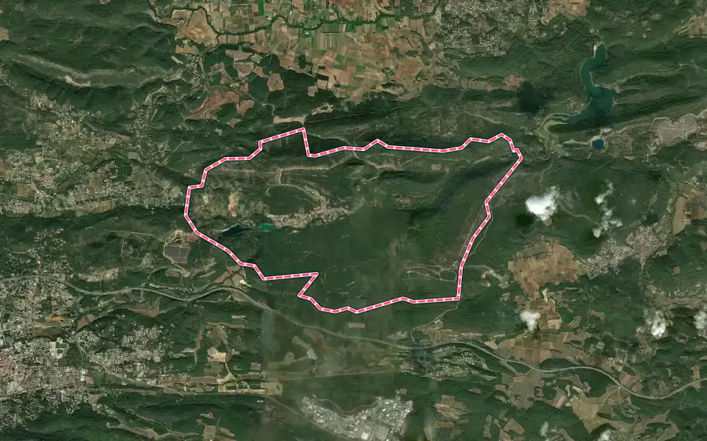 Vue satellite de Vins-sur-Caramy avec ses contours administratifs