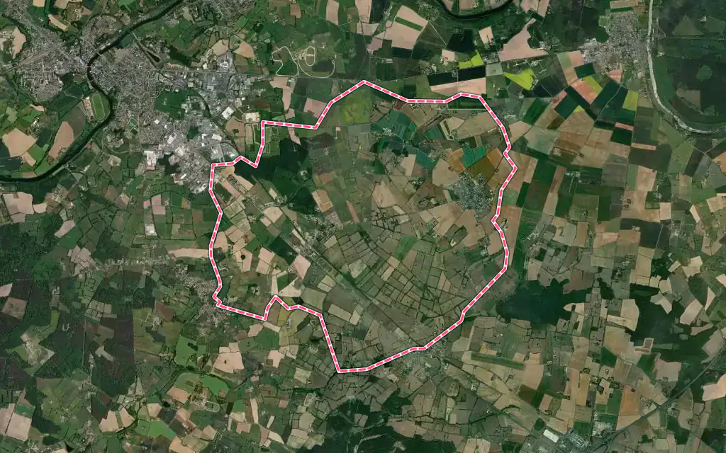 Vue satellite de Vion avec ses contours administratifs