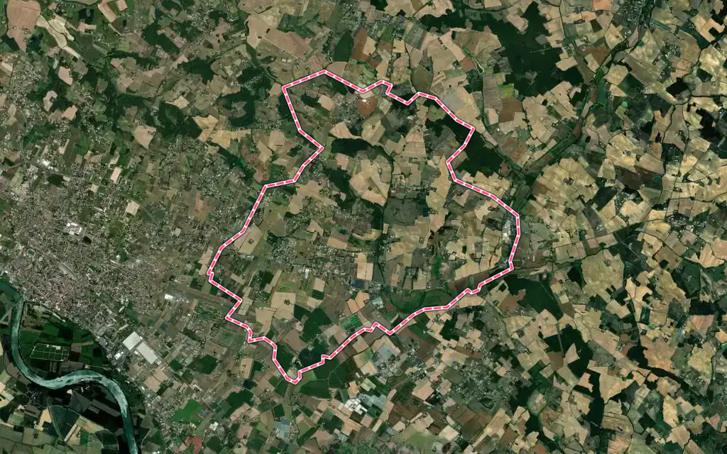 Vue satellite de Virazeil avec ses contours administratifs