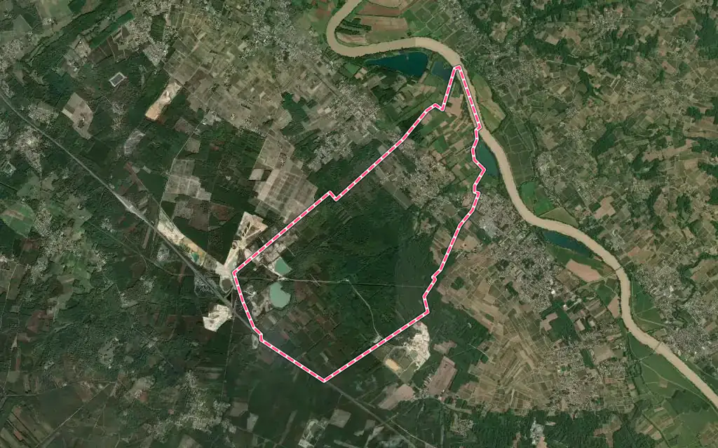 Vue satellite de Virelade avec ses contours administratifs