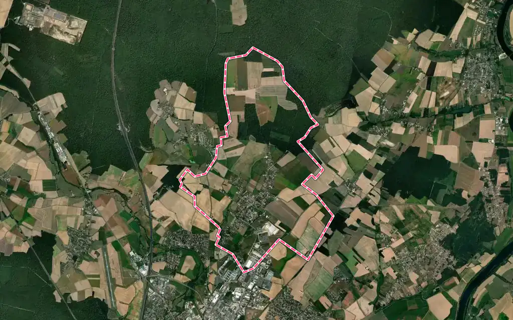 Vue satellite de Virey-le-Grand avec ses contours administratifs