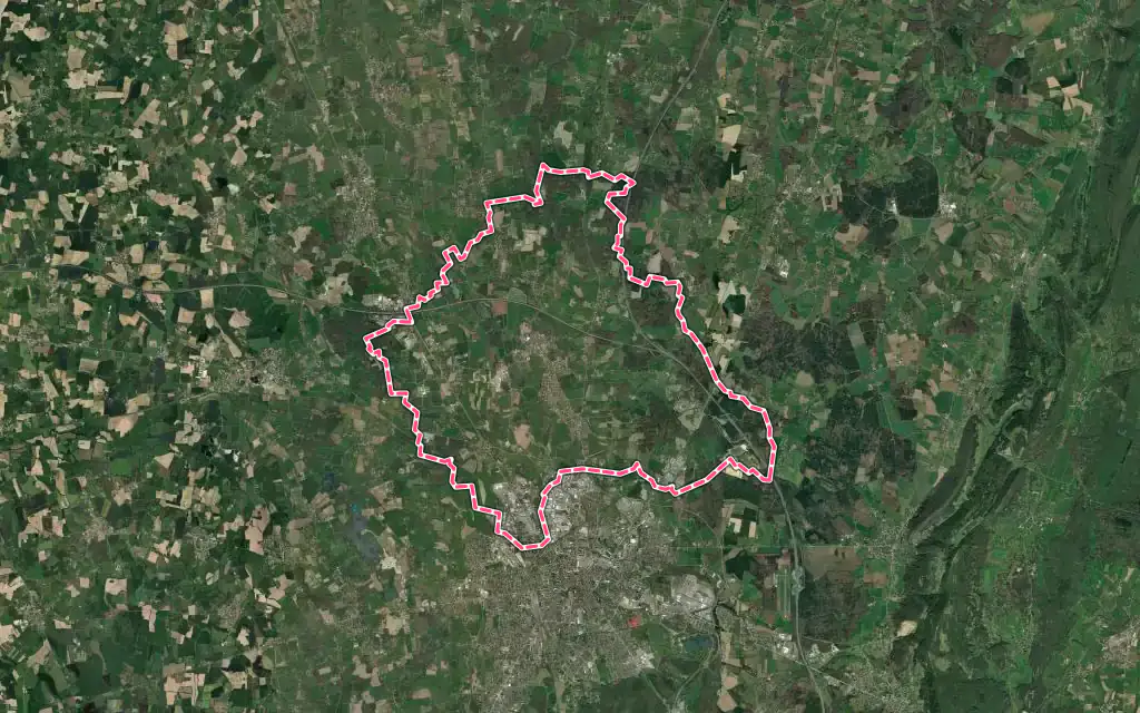 Vue satellite de Viriat avec ses contours administratifs