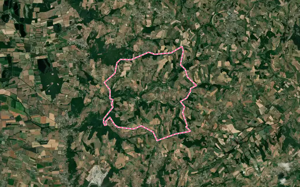 Vue satellite de Virigneux avec ses contours administratifs