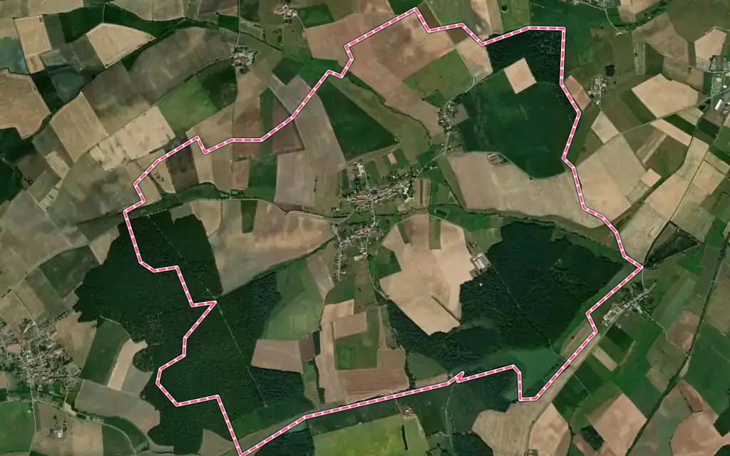 Vue satellite de Virming avec ses contours administratifs
