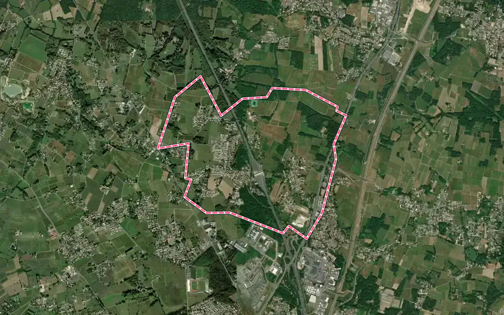 Vue satellite de Virsac avec ses contours administratifs