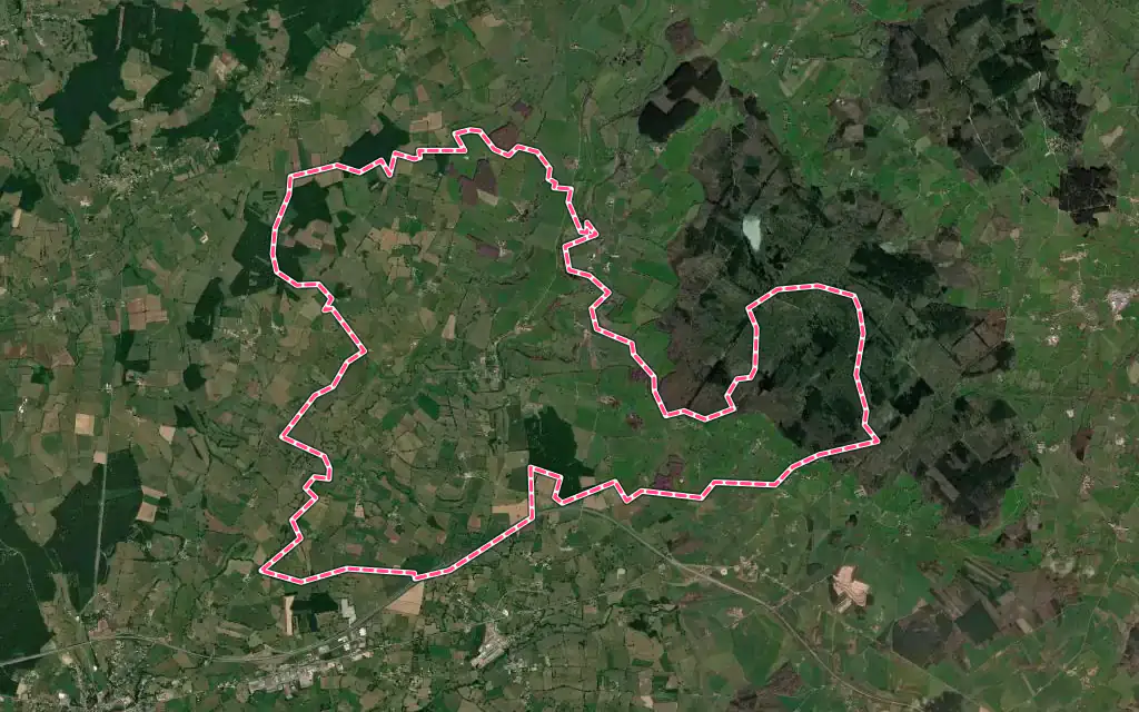 Vue satellite de Viry avec ses contours administratifs
