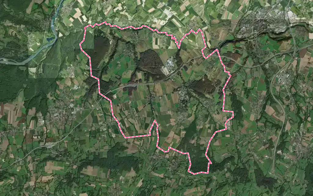 Vue satellite de Viry avec ses contours administratifs