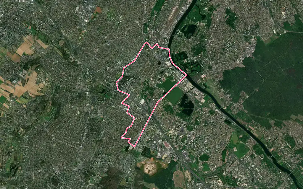 Vue satellite de Viry-Châtillon avec ses contours administratifs