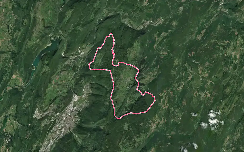 Vue satellite de Viry avec ses contours administratifs
