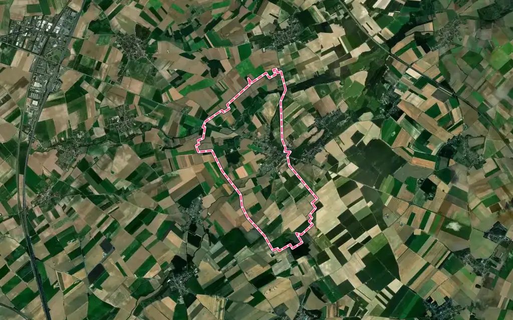 Vue satellite de Vis-en-Artois avec ses contours administratifs