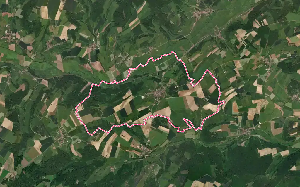 Vue satellite de Vitrey-sur-Mance avec ses contours administratifs