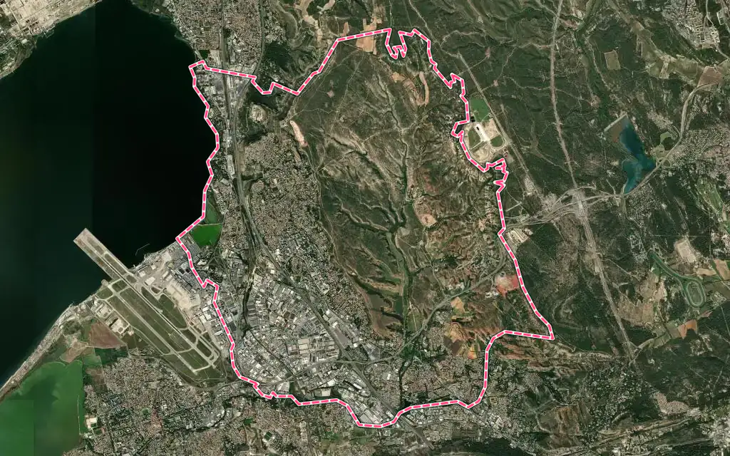 Vue satellite de Vitrolles avec ses contours administratifs