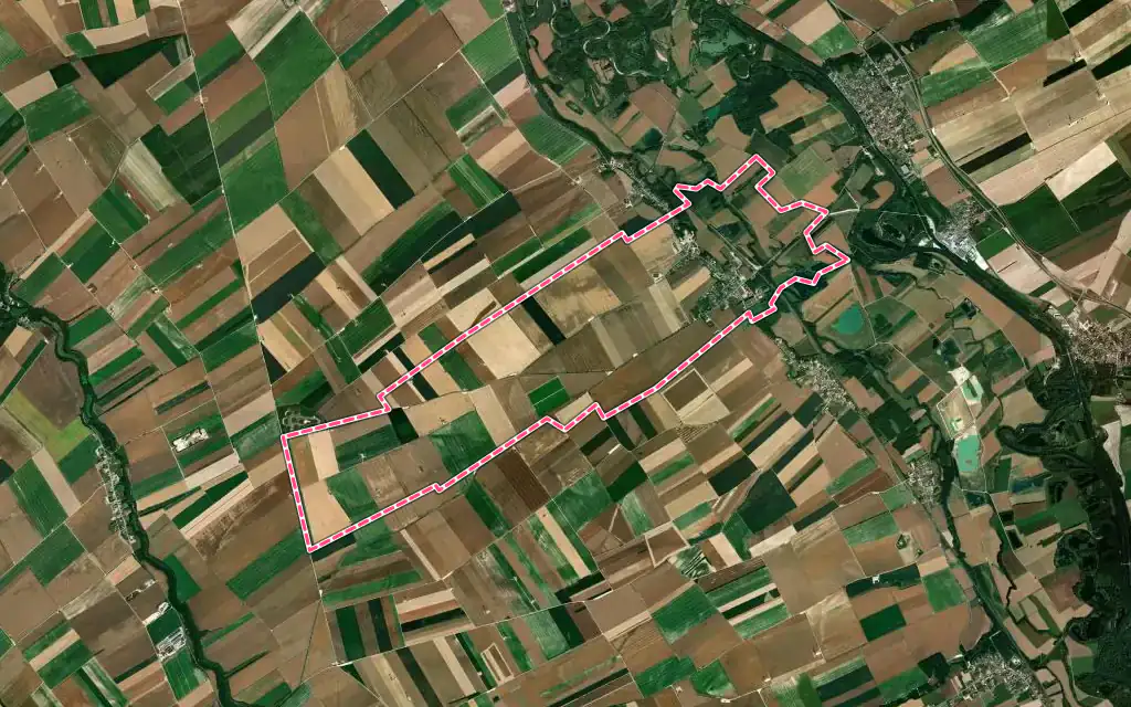 Vue satellite de Vitry-la-Ville avec ses contours administratifs