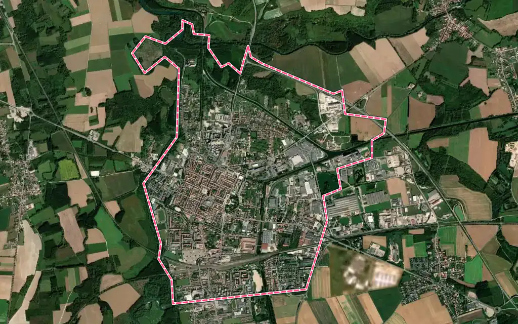 Vue satellite de Vitry-le-François avec ses contours administratifs