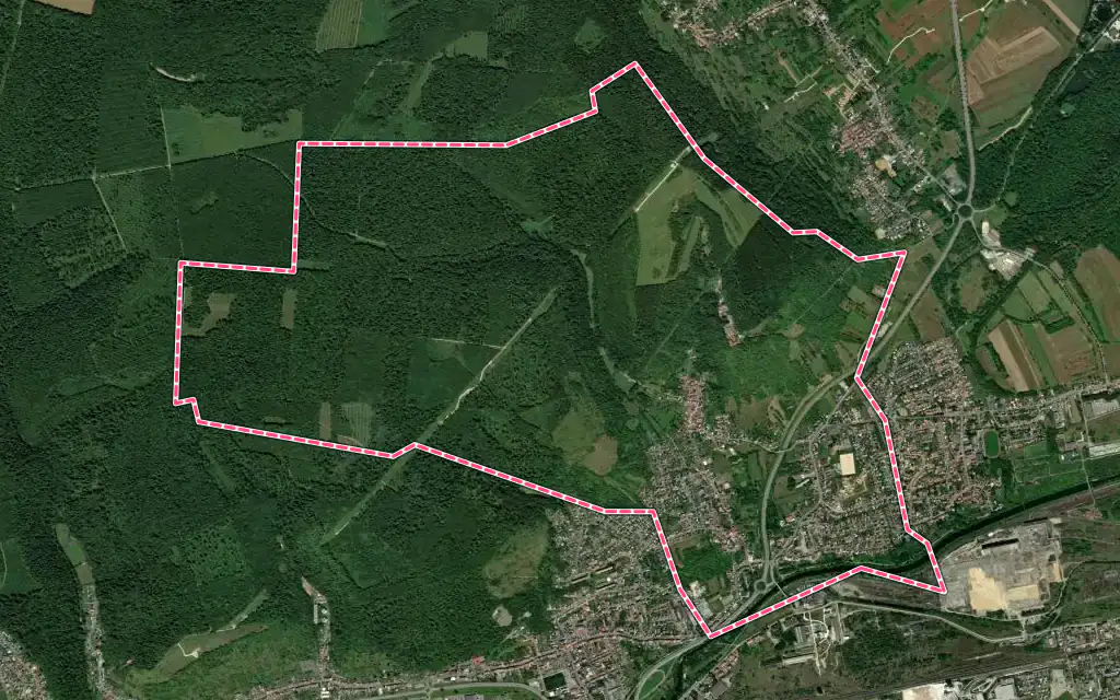 Vue satellite de Vitry-sur-Orne avec ses contours administratifs