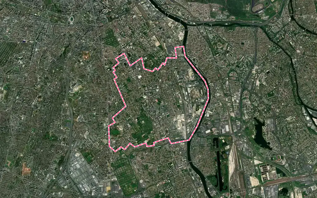 Vue satellite de Vitry-sur-Seine avec ses contours administratifs