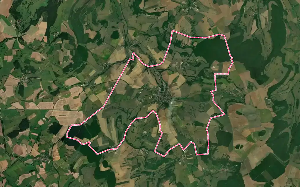Vue satellite de Vitteaux avec ses contours administratifs