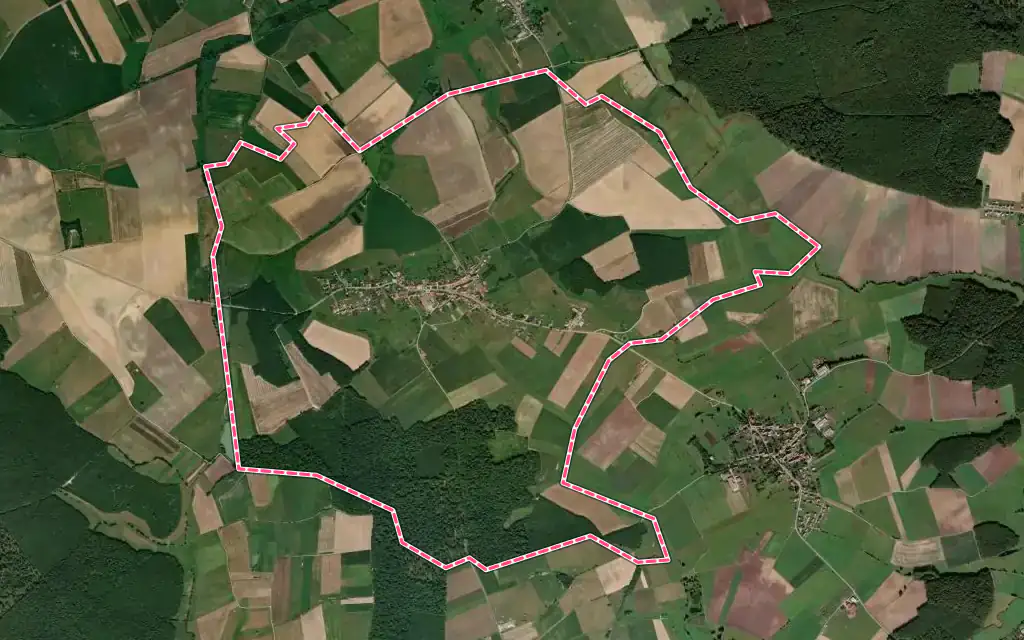 Vue satellite de Vittersbourg avec ses contours administratifs