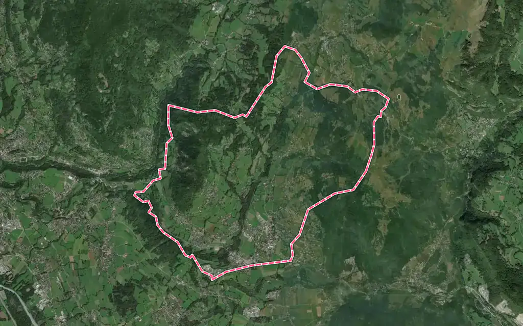Vue satellite de Viuz-en-Sallaz avec ses contours administratifs