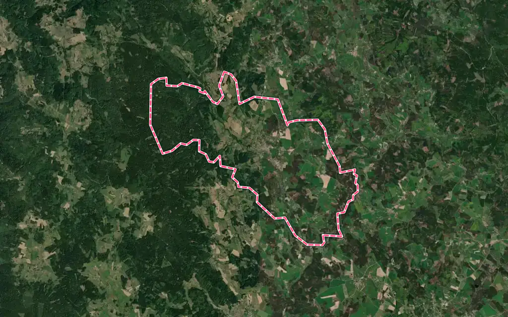 Vue satellite de Viverols avec ses contours administratifs