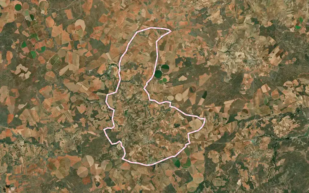 Vista satélite de Viveros con su contorno administrativo