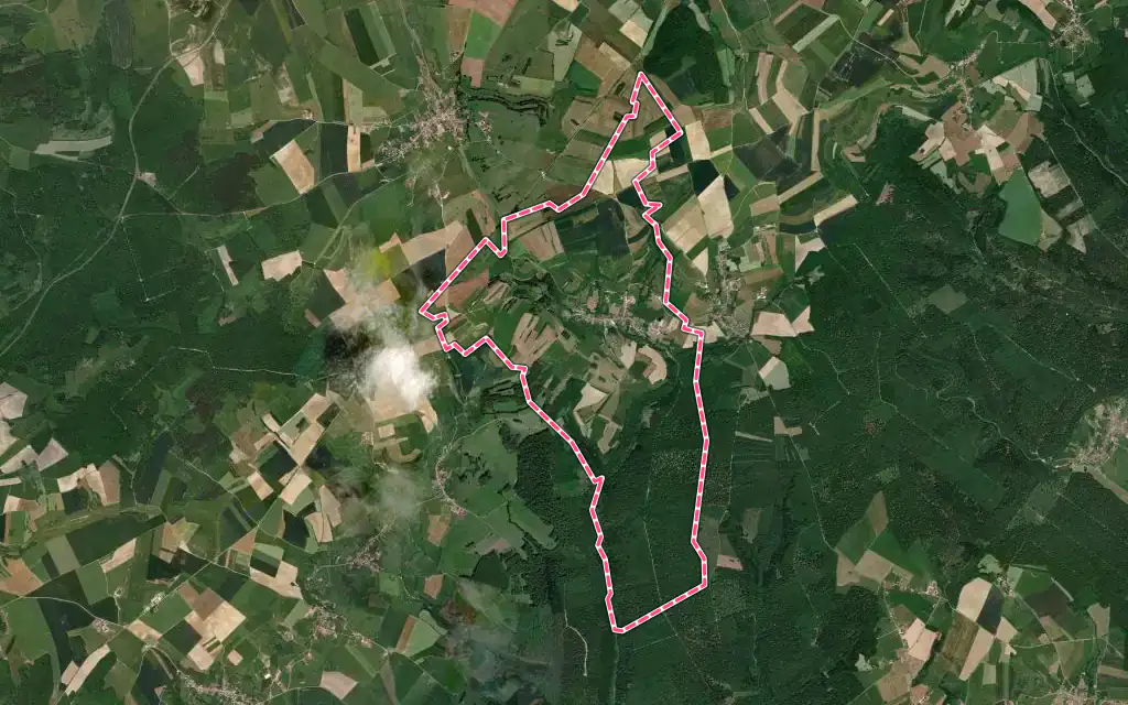 Vue satellite de Viviers-le-Gras avec ses contours administratifs