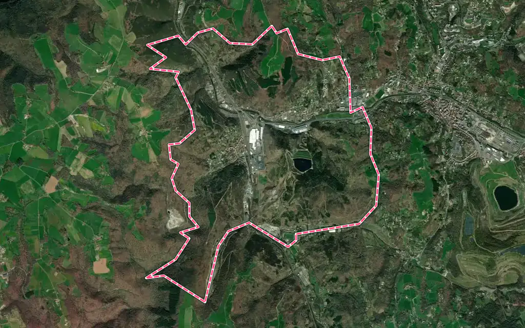 Vue satellite de Viviez avec ses contours administratifs