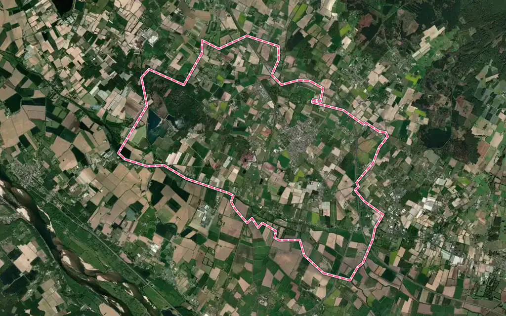 Vue satellite de Vivy avec ses contours administratifs
