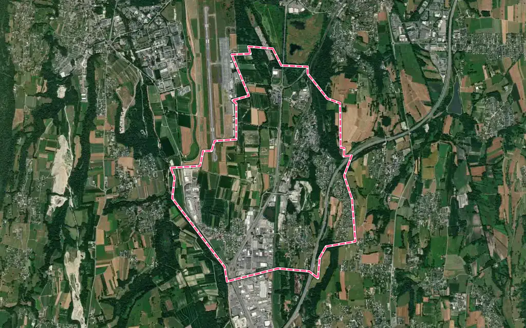 Vue satellite de Voglans avec ses contours administratifs