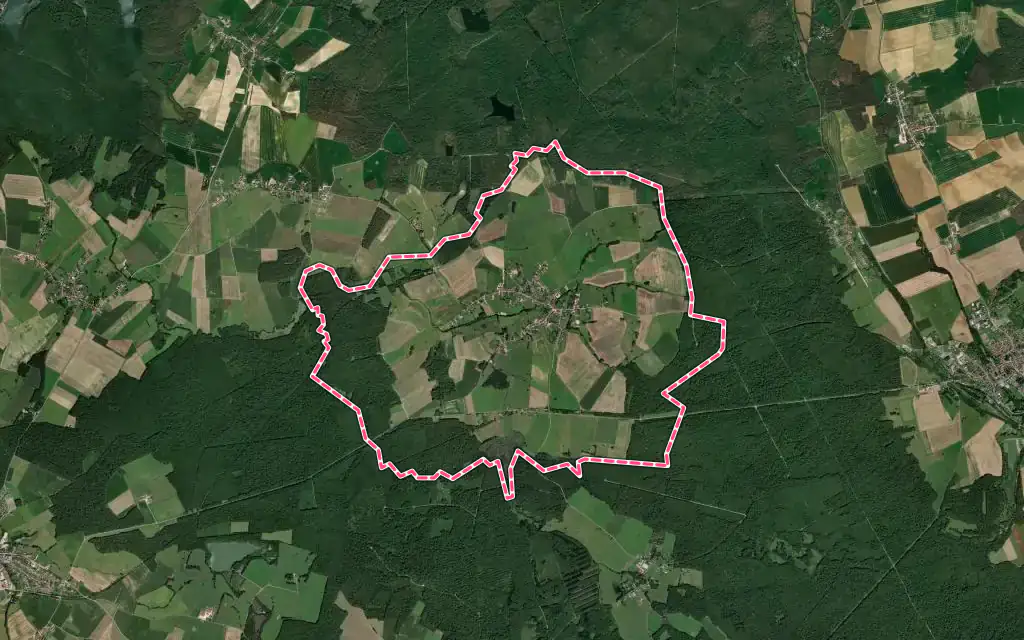 Vue satellite de Voillecomte avec ses contours administratifs