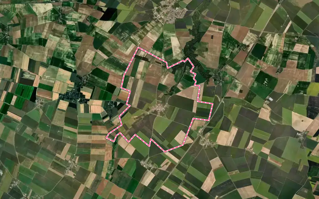 Vue satellite de Voise avec ses contours administratifs