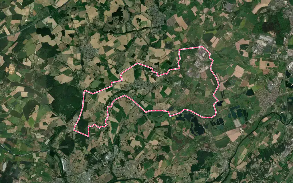 Vue satellite de Voivres-lès-le-Mans avec ses contours administratifs